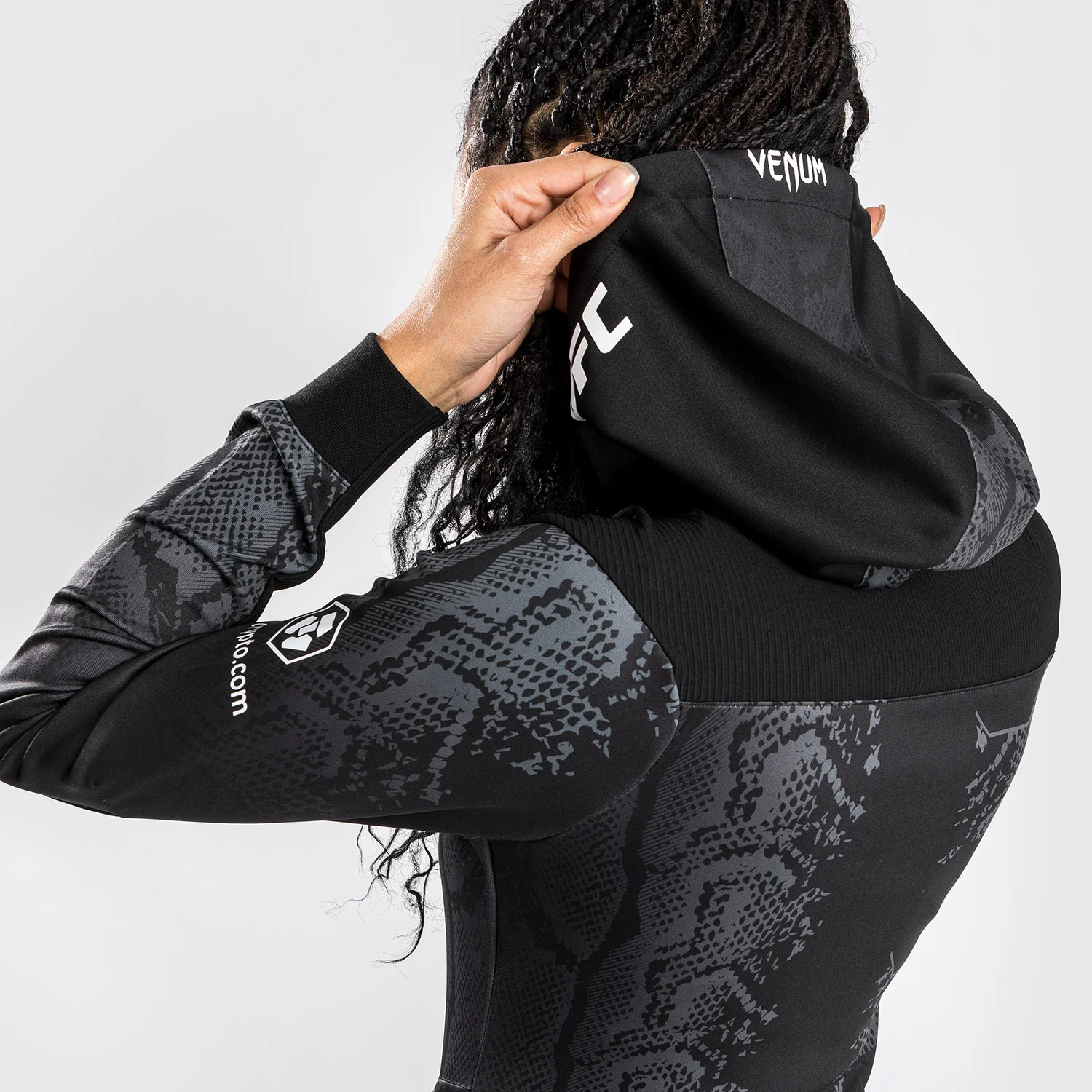 UFC Adrenaline by Venum Personalized Authentic Fight Night  Women's Walkout Hoodie - Black - Image 9