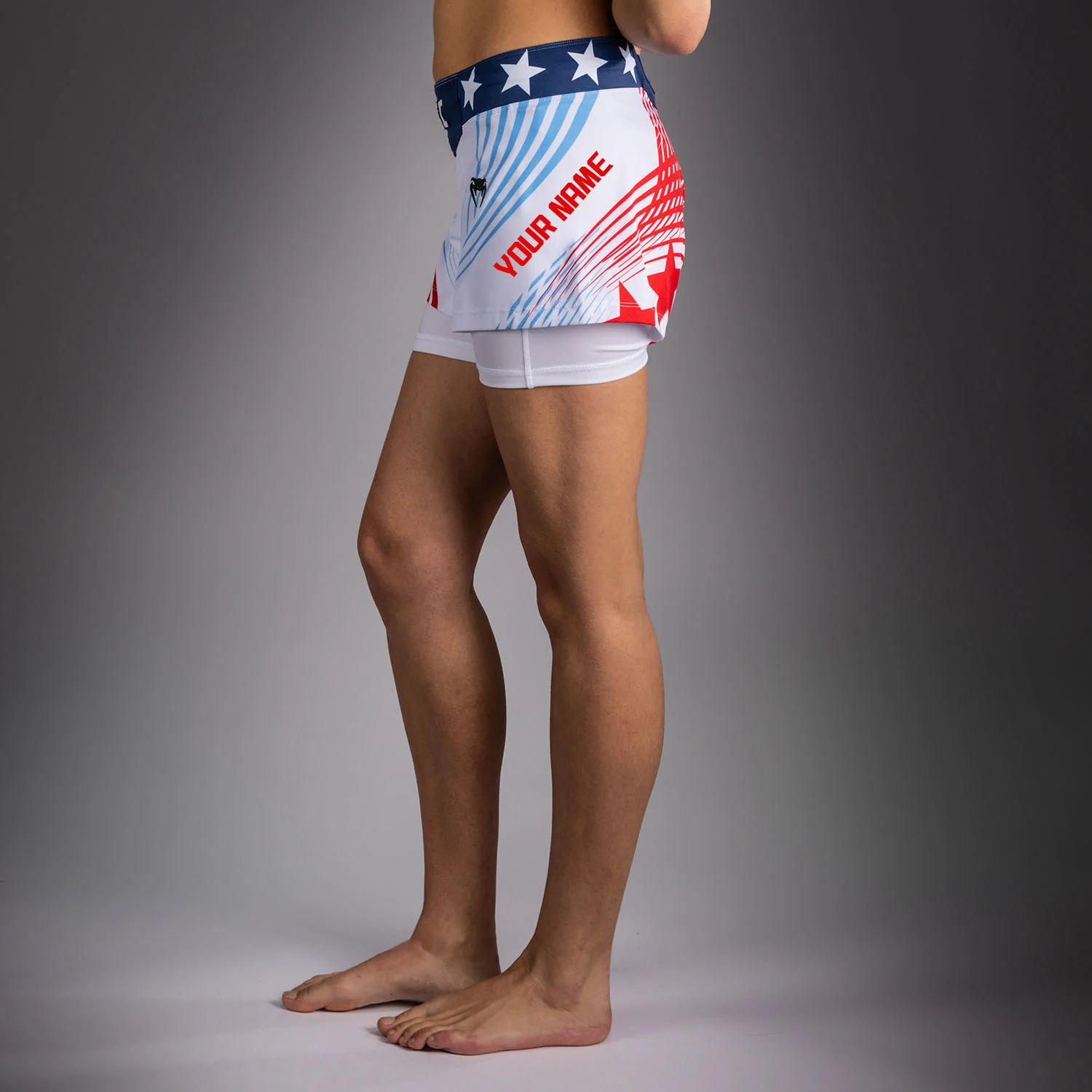 Women's UFC Freedom 250 by Venum White Custom Authentic Fight Night Fight Short