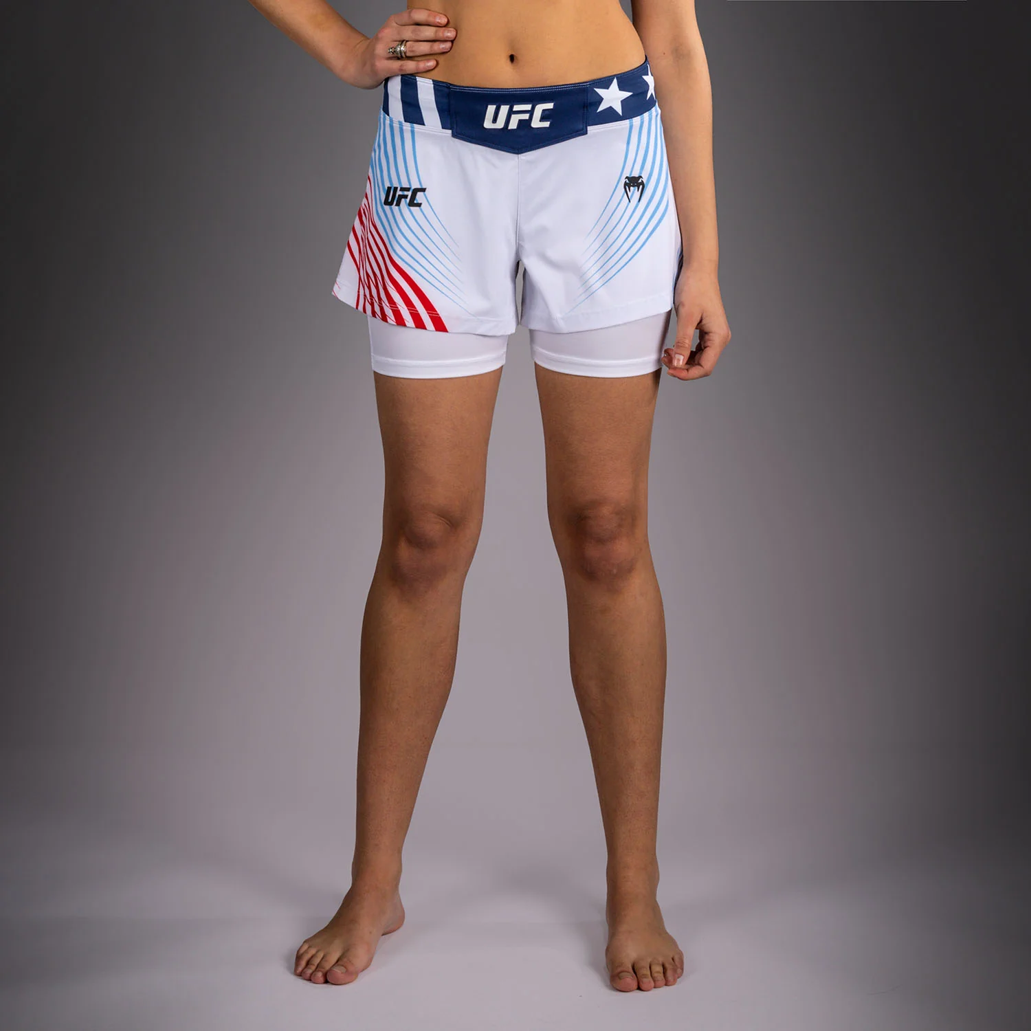 Women's UFC Freedom 250 by Venum White Custom Authentic Fight Night Fight Short - Image 2