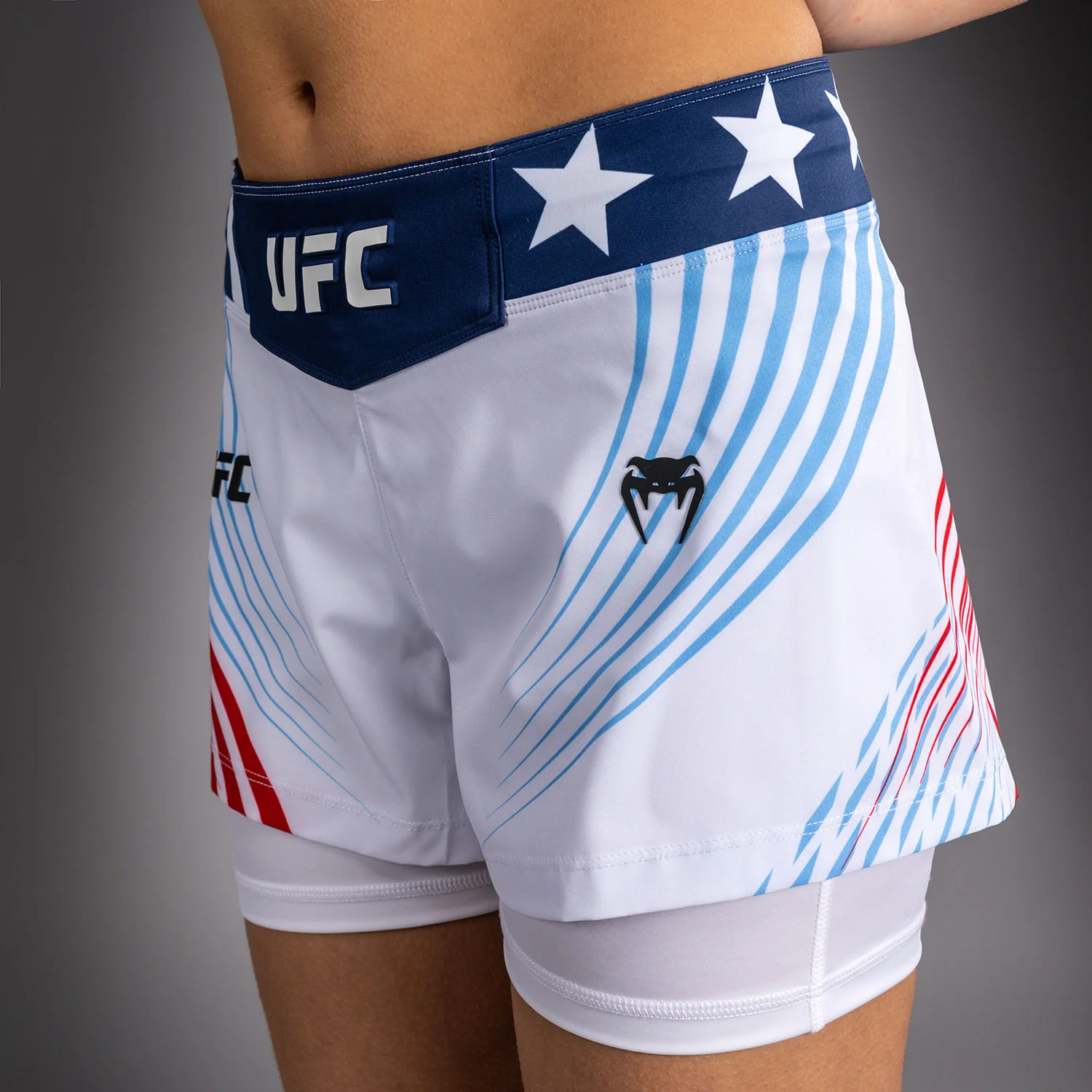Women's UFC Freedom 250 by Venum White Custom Authentic Fight Night Fight Short - Image 6