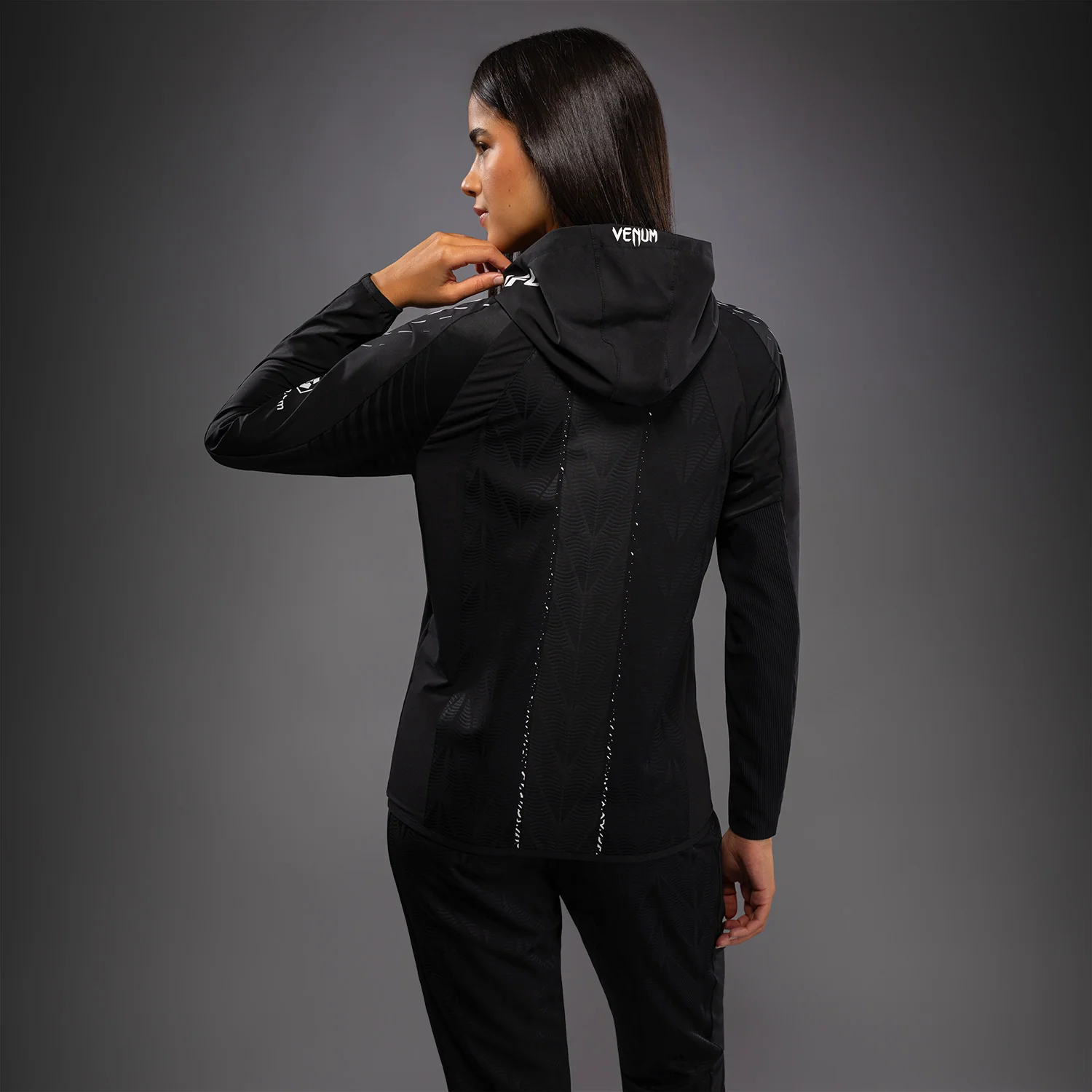 Women's UFC Zenith by Venum Black Authentic Fight Night Walkout Hoodie - Image 6